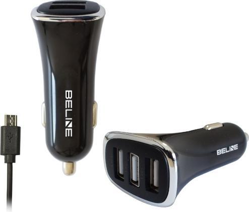 Produktbild Beline Ład. sam. 3xUSB + microUSB 4A czarna/black
