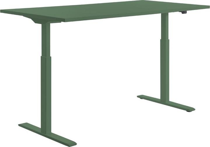 Produktbild Topstar E-Table elektrisch höhenverstellbarer Schreibtisch mintgrün rechteckig, T-Fuss-Gestell grün 1 (80 x 68 cm)