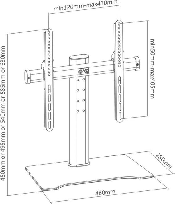 Produktbild SpeaKa Professional TV-Standfuss 60.96 cm (24”) - 106.68 cm (42”), höhenverstellbar (42", 40 kg)