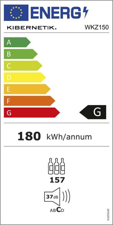 Energy Label Kibernetik FSP Weinklimaschrank 150 Flaschen ZigZag