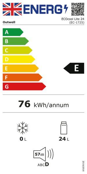 Label énergétique Outwell Glacière ECOcool Lite Dark Blue 24 12 V/230 (24 l)