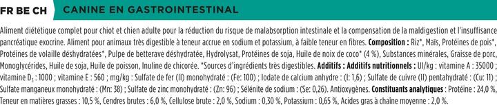 Valeurs nutritives et ingrédients Purina Pro Plan Veterinary Diets EN Gastrointestinal 12 kg (Adulte, 1 pcs, 12000 g)