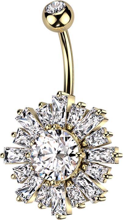 Immagine prodotto Star Piercing Banana placcata oro con cristallo a sfera argento e cristalli solari argento (Ottone, Acciaio chirurgico 316L)