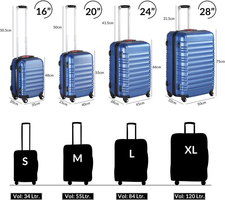 Immagine prodotto Monzana Hartschalenkoffer (120 l, Bagaglio a mano (fino a 50 litri), M (50 - 90l), L (90 - 115l))
