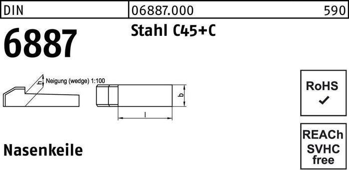 Produktbild Nasenkeil DIN 6887 12 x 8 x 100 Stahl C45+C (0.10 m)