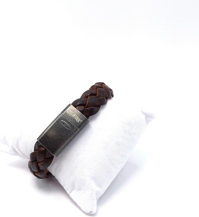 Thomss Lederarmband No.15 Unisex Leder Braun & Edelstahlverschluss Matt Umfang 23cm (23 cm, Edelstahl, 100% Leder)