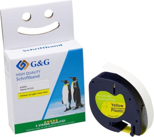 Produktbild G&G Schriftband Bandfarbe: Gelb Schriftfarbe: Schwarz 12 mm 4 m (1.20 cm, Gelb)