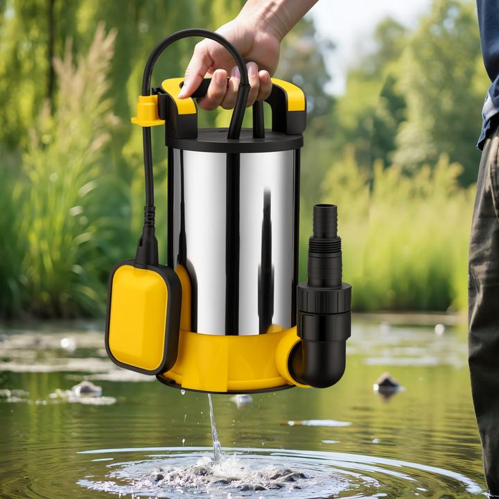 Produktbild Wiltec flachsaugende Tauchpumpe Schwimmer 400W Edelstahl Tiefbrunnenpumpe Pumpe (Durchlaufpumpe)