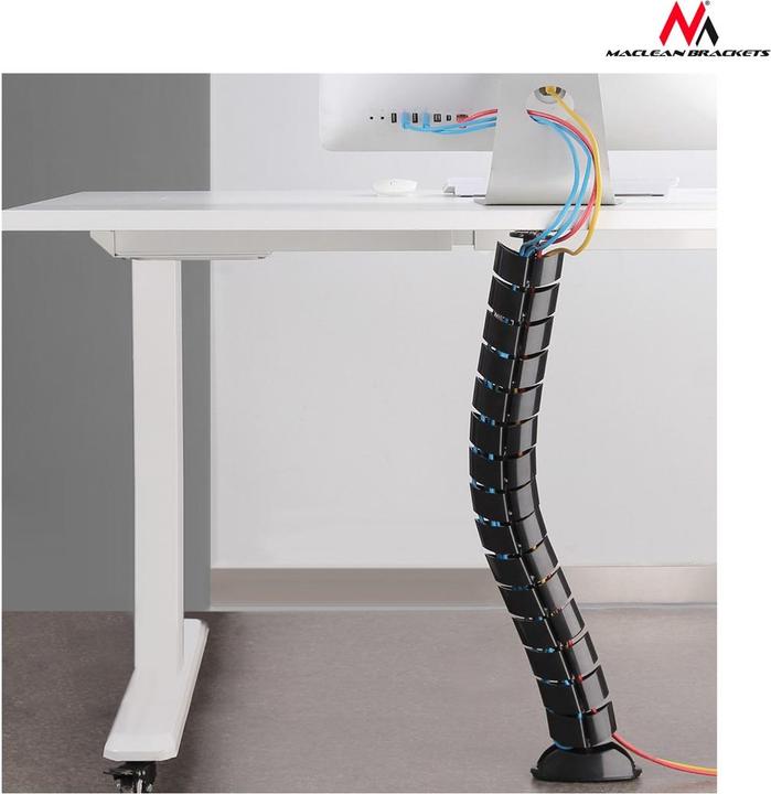 Maclean Kabelschlauch für Schreibtisch mit Längeregulierung (Kabelschlauch, 100 cm)