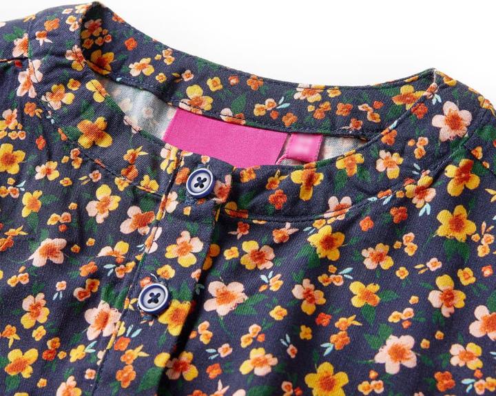 Produktbild VidaXL Kinderkleid mit Langen Ärmeln Marineblau 128,Material: 100 (128)