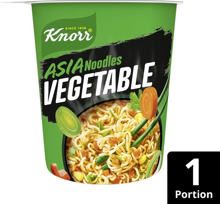 Produktbild Knorr Asia Noodles Vegetable Becher Instant Nudeln Asiatisch Snack Gemüsegeschmack in 3 Minuten zubereitet (79 g)