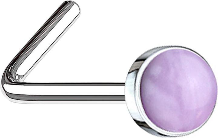 Star Piercing Nasenstecker gewinkelt silber mit Amethyst Stein (Mineralisch, ohne Messing, Chirurgenstahl 316L)