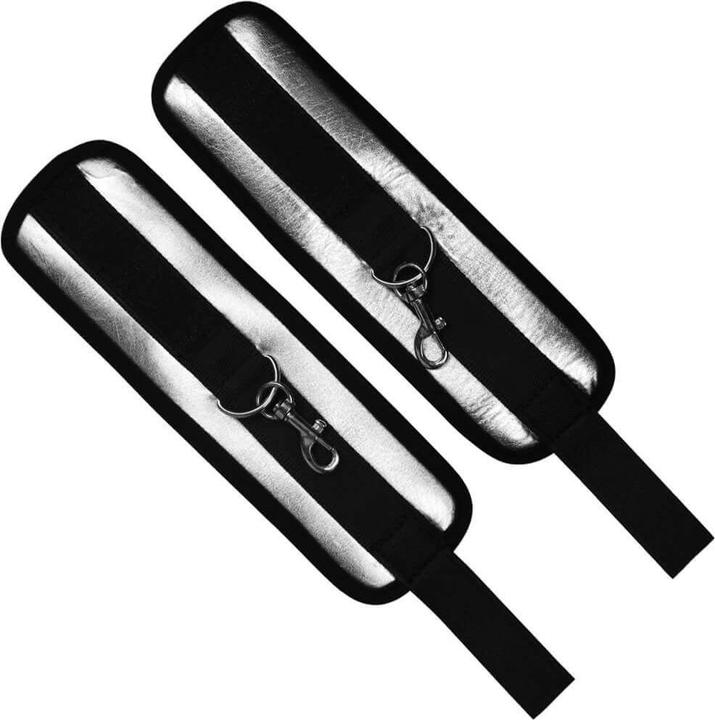 Actual product image Lovetoy Velcro Handcuffs Black and Silver