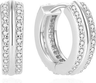Beneto Silver round earrings with zircons AGUC2378L (L)