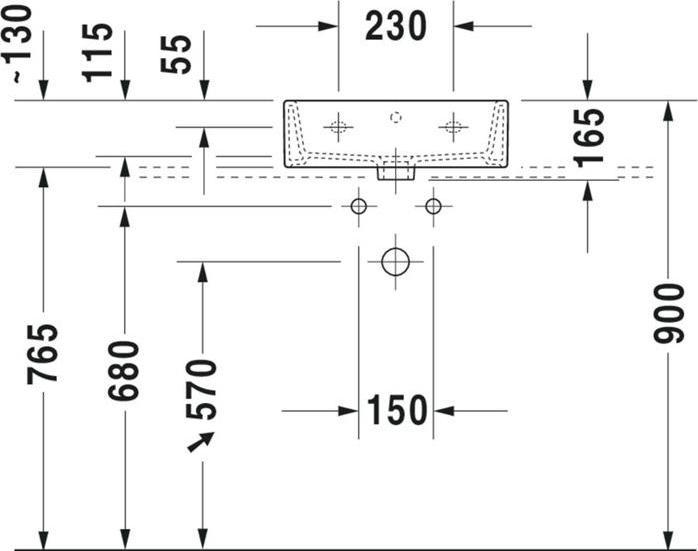 Produktbild Duravit Handwaschbecken VERO AIR m ÜL HLB 450x350mm ohne Hahnloch weiss (350 mm, 450 mm)