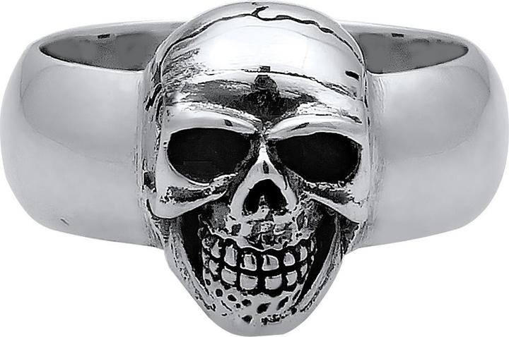 Immagine prodotto Kuzzoi Anello Uomo Signet Ring Teschio Ossidato Argento 925 (64, 925 Argento)