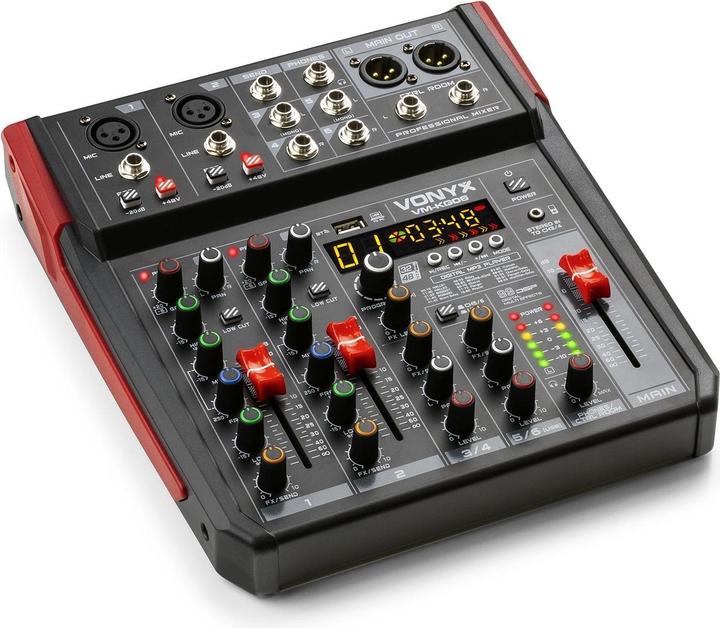Actual product image Vonyx VM-KG06 - 6-kanaals mengpaneel Bluetooth, DSP, mp3 speler en USB audio interface (Studio- and Livemixer)