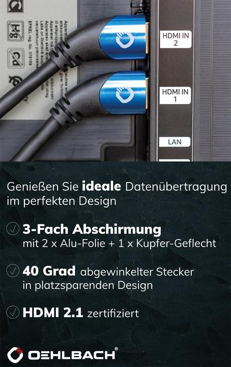 Immagine prodotto Oehlbach Cavo di collegamento HDMI AV (1x spina HDMI - 1x spina HDMI) 3 m Nero (3 m, HDMI)