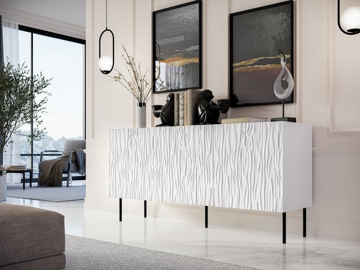 Actual product image Cama JUNGLE Chest 152x40.5x74.5 white matt + black legs (152 x 42 x 74.5 cm)