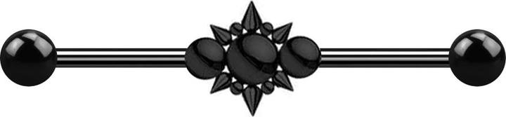 Star Piercing Barbell schwarz zwei Kugeln drei Kugeln mit Cones (Chirurgenstahl 316L, ohne Messing)