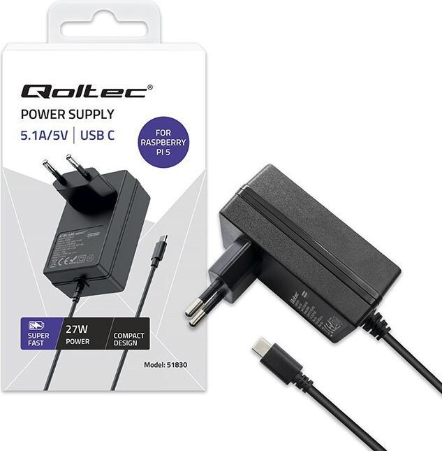 Actual product image Qoltec Super fast charger for Raspberry Pi 5 USB