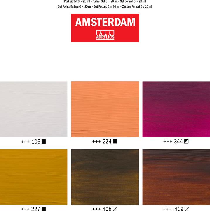 Produktbild Amsterdam Acrylfarbe Portrait 6 Tuben à 20 ml (Mehrfarbig, 20 ml)