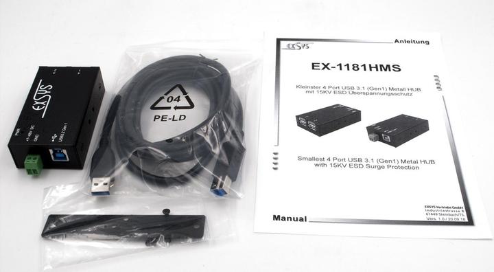 Produktbild Exsys USB 3.2 HUB 4-Port Gen1 (USB-B, 4 Ports)