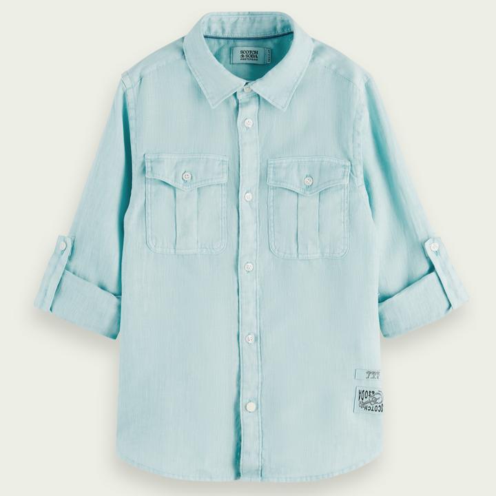 Scotch Shrunk Shirt aus Leinen mit Rollärmeln (164)