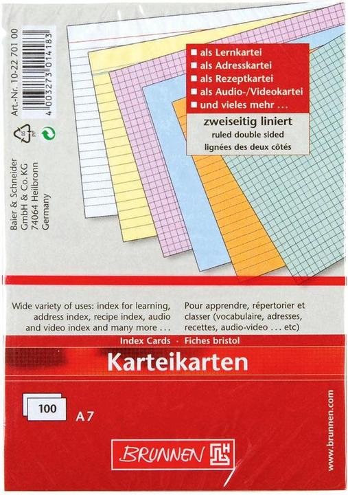 Produktbild Karteikarten A7 liniert (A7, 180 g/m², 100 x)