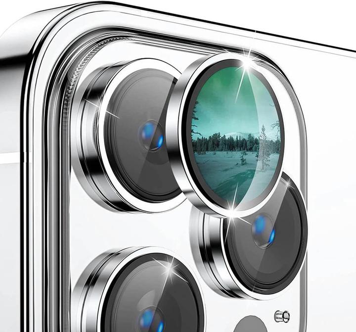 Actual product image Enkay iPhone 15 Pro / 15 Pro Max - Camera Lenses Bulletproof Glass silver (3 Piece, Apple iPhone 15 Pro, Apple iPhone 15 Pro Max)