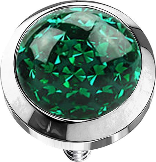 Star Piercing Dermal Anchor Kristall Kuppel grün Epoxy Schutzschicht (Chirurgenstahl 316L, ohne Messing)