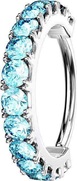 Star Piercing Micro Piercing Ring silber Kristallbogen aqua (Messing)