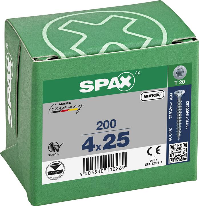 Produktbild Spax Universalschrauben 4 x 25 mm, 200 Stück (200 Schrauben pro Stück)
