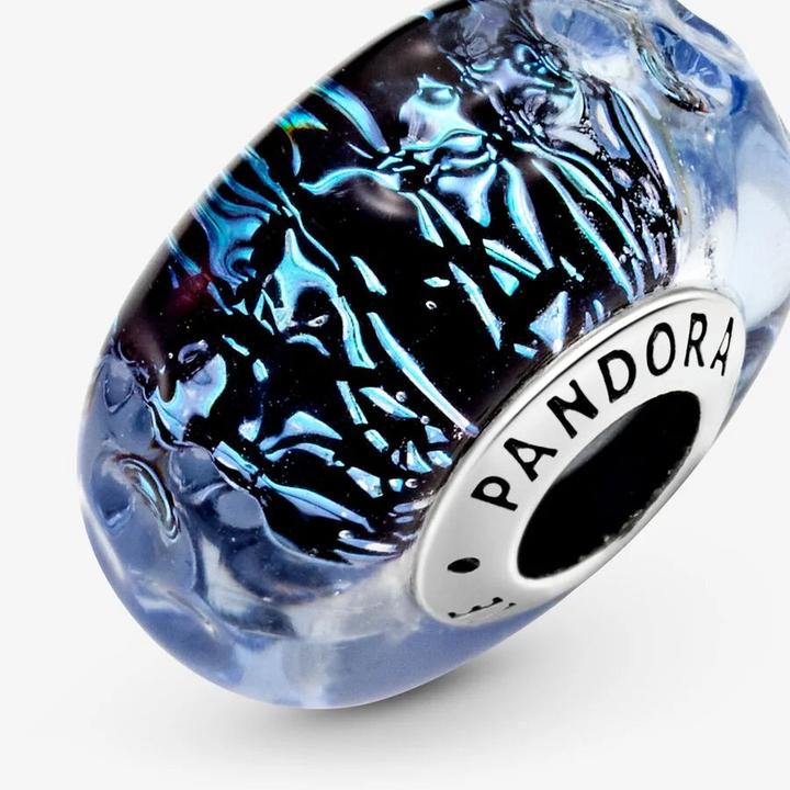 Immagine prodotto Pandora Fascino in vetro di Murano ondulato blu scuro oceano (Sterling silver, Argento 925)