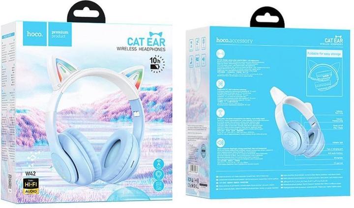 Produktbild Hoco Drahtlose Kopfhörer drahtlose bluetooth Kopfhörer W42 Cat Ear crystal blue