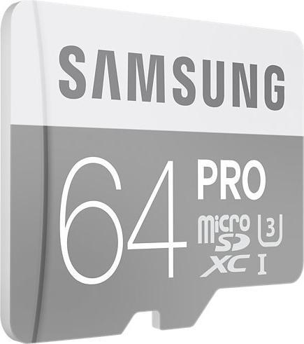 Produktbild Samsung microSDXC Pro mit Adapter (64 GB, microSDXC, U3, UHS-I)