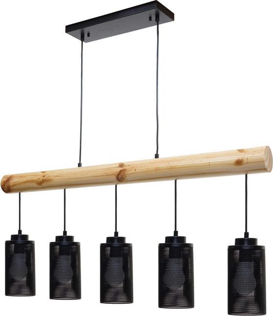 Produktbild Swisshandel24 Hängelampe, Industrial Vintage Massiv-Holz Metall schwarz - 5 Rohrlampenschirme (E27)