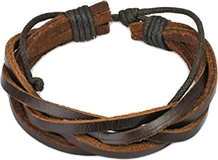 Star Piercing Lederarmband mit fünf Bänder braun (Leder, ohne Messing)