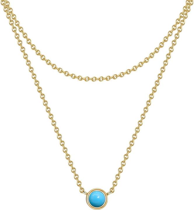 Immagine prodotto Glanzstücke München Catena da donna in argento sterling e turchese (rec.) in oro giallo da 42,0/36,0 cm + 5,0 cm di (Argento)