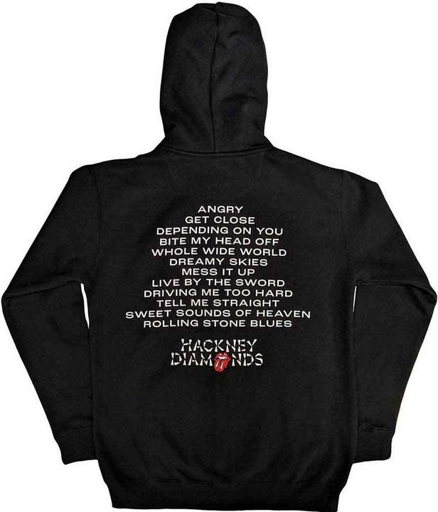 Immagine prodotto The Rolling Stones Hackney Diamonds Felpa con Cappuccio e Zip Intera Elenco delle Tracce Adulto Unisex (S)