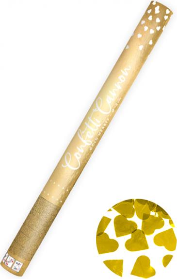 Produktbild Partydeco Konfettikanone - 60cm - Gold Herzen