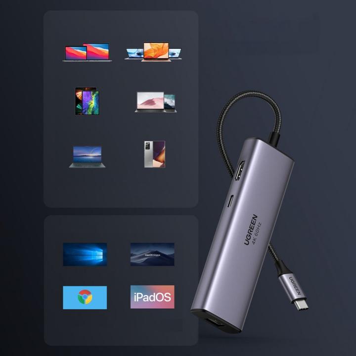 Image du produit Ugreen 7in1 HUB multifonction (USB-C, 7 Ports)