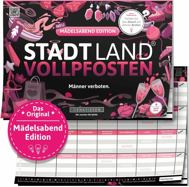Produktbild Denkriesen STADT LAND VOLLPFOSTEN® A4 - MÄDELSABEND EDTITION - "Männer Verboten" (Deutsch)