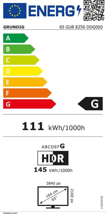 Energy Label Grundig TV Delta Series 65 GUB 8250 (66", LCD, UHD, 2022)