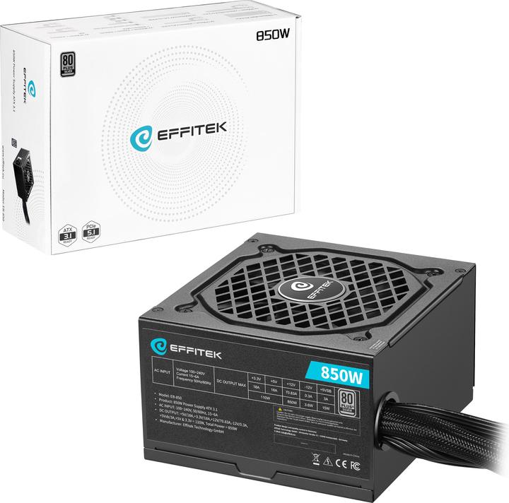 Actual product image Effitek Netzteil 850W Silver ATX 3.1, PCI 5.1 (850 W)