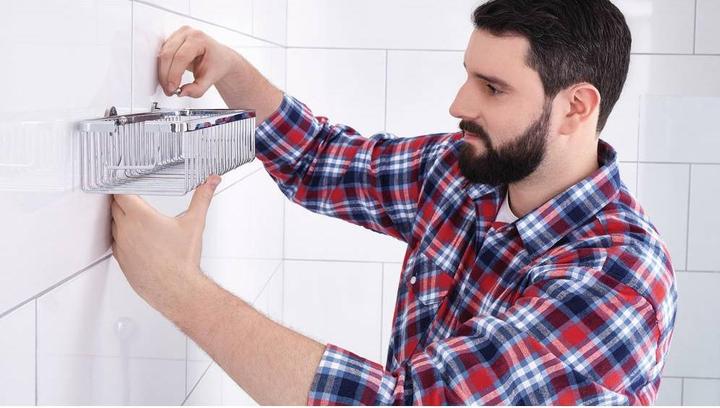Image du produit tesa Panier de douche ALUXX avec solution adhésive sans perçage (9,5 x 13,5 x 46,5 cm)
