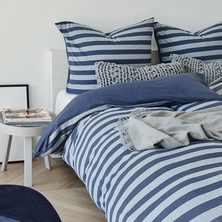 Produktbild Traumschlaf Melange-Stripe Marine (Duvetbezug, 155 x 220 cm, 80 x 80 cm)