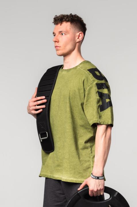Actual product image Nebbia Washed-off Oversized T-Shirt Lifting Club 368 - green (M)