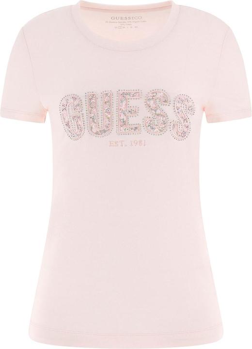 Guess Damen T-Shirt mit Rundhalsausschnitt aus Spitze