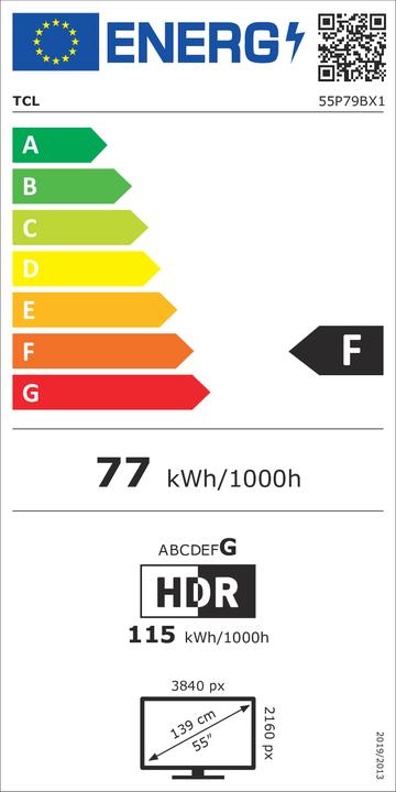 Energy Label TCL 55P79B Smart TV 55 Inch 4K (55", LED, 4K, 2024)